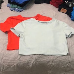 2 PAC SUN  BASICS COTTON CROP TOPS!!!!!